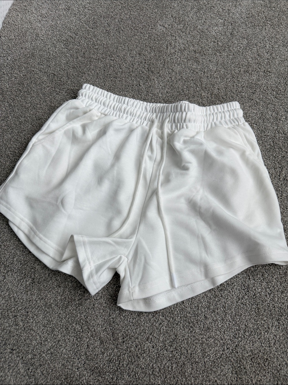 Women's White Elastic Waist Lounge Shorts